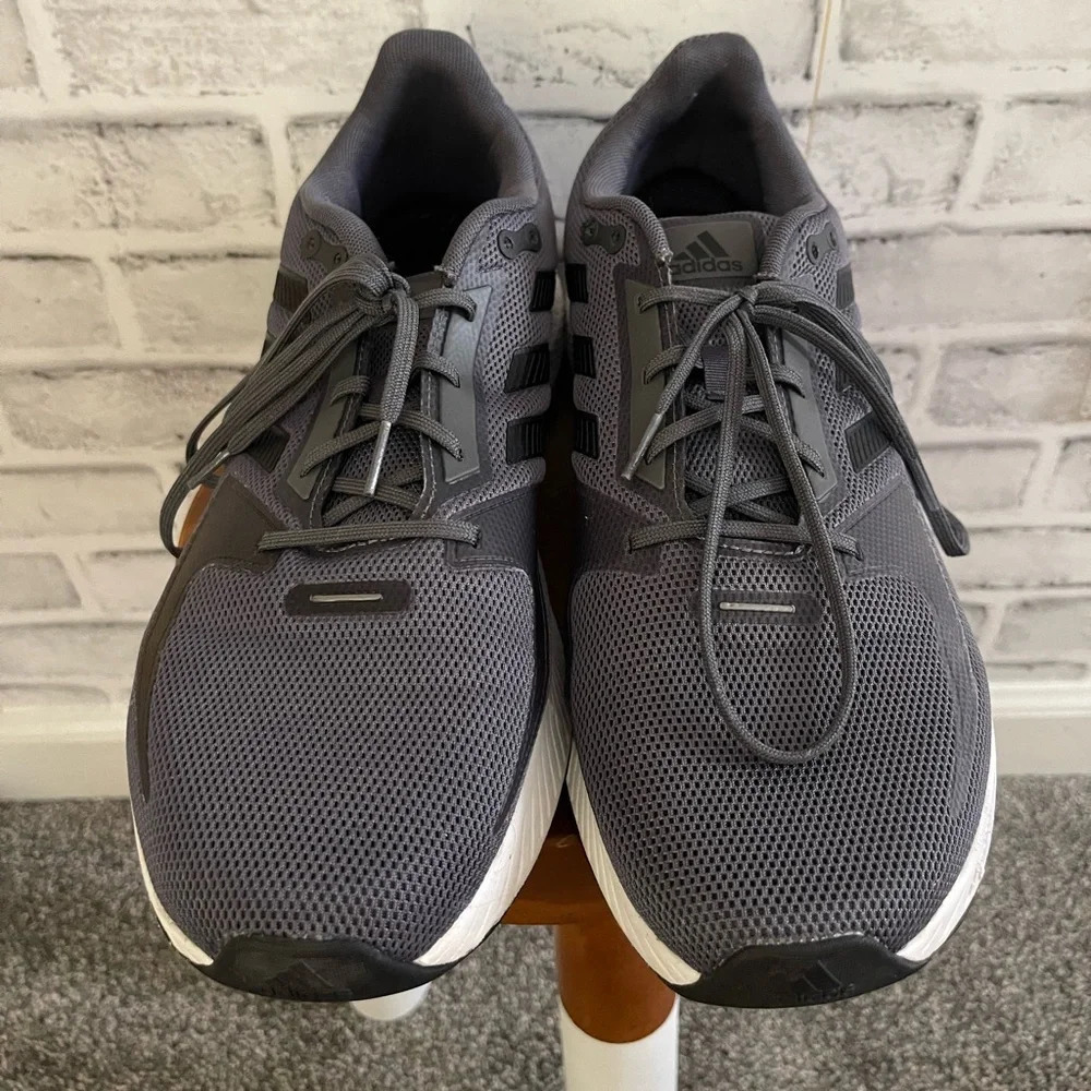 Men’s Adidas dark gray with black Run Falcon lace up athletic sneakers Size 12 - Picture 3 of 7